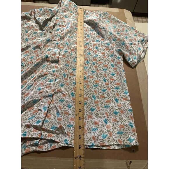 Vintage Worthington Blouse Womens Satin White Colorful Floral Button Up Shirt 16 - Picture 10 of 10